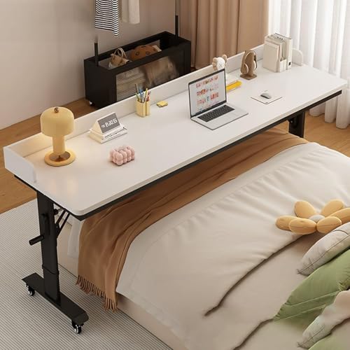 VOLDAX Über-Betttisch Beistelltische fürs Wohnzimmer, 360° Rotierend Betttisch Side Table Höhenverstellbar 72-95cm, Pneumatisch Stehpult für Sofa Bett Wohnzimme(White2,120 * 40cm/47 * 15.7in) von VOLDAX