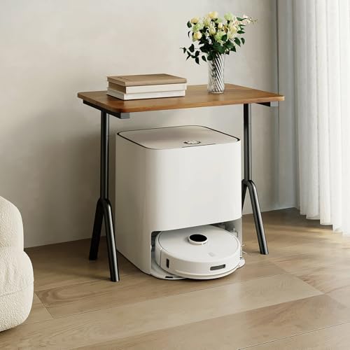 VOLDAX Versteckter Schrank für Saugroboter aus Massivholz, Offenes Versteck-Regal Höhenverstellbar, Metall-Nachttisch für Wohnzimmer oder Home Office(Brown,50cm/19.7in) von VOLDAX