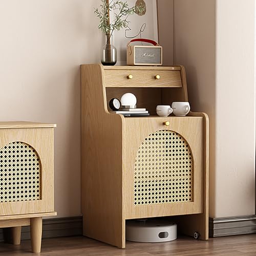 VOLDAX Versteckter Schrank für Saugroboter mit Türen und Schubladen, Mobiler Lagerschrank für Selbstentleerenden Roboter und Mopp(Yellow,45cm/17.7in) von VOLDAX