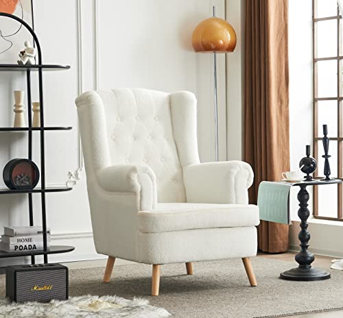 VOLERO' Design-Sessel, Modell Artemide, Struktur und Füße aus Holz. (Blouclé-Weiß) von VOLERO'