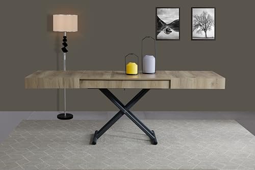VOLERO' Wandelbarer platzsparender Tisch; höhenverstellbarer ;Modell Achille Large, Lift-Tisch (Eichen-Optik) von VOLERO'