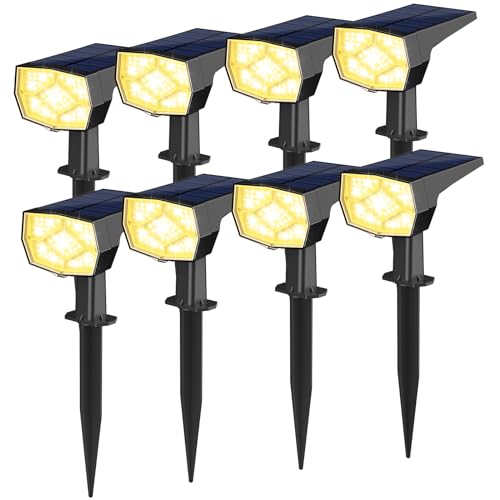 VOLISUN Solarlampen für Außen, 3000K Warmweiß LED Solarstrahler für Außen 8 Stück, 3 Helligkeitsmodi IP65 Wasserdicht Solar Gartenleuchte für Garten, Hof, Wege von VOLISUN