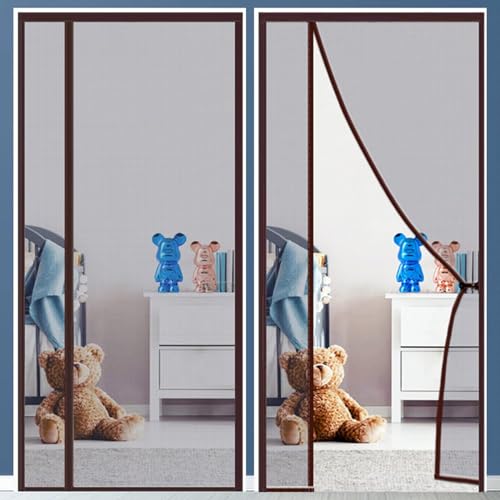 Außentüren mit Moskitonetz, verschlüsselnder Moskitovorhang, magnetisch faltbar, selbstschließend, für Flure Terrassentüren 100 x 190 cm Total Magnetic Curtain Braun von VOLLENC