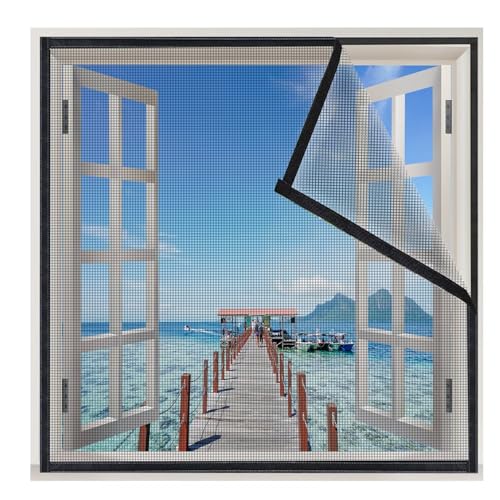 Balkonfenster Rollo 110x150cm Moskitonetz Magnetischer Fliegenvorhang Moskitonetz, faltbar Luft kann frei strömen, für Fenster Patio, Schwarz von VOLLENC