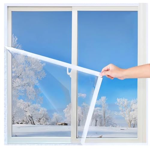 Fenster-Isolierungsset für den Winter – Innenfenster-Kunststoff zum Überwintern, verdickt, hohe Transparenz, keine Schrumpffolie erforderlich, 85 x 185 cm – Weiß von VOLLENC