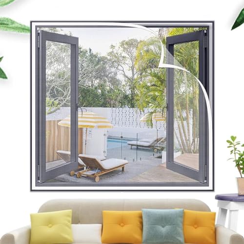 Fenster-Moskitonetz, Moskitonetz mit selbstklebendem Klebeband – ohne Bohren. Fensternetz-Bildschirm 60 x 190 cm Weiß von VOLLENC