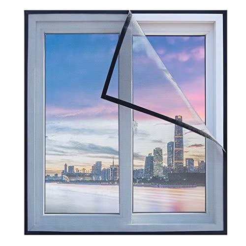 Fensterbildschirm-Ersatz-Kit, 75x200cm(29.5x78.7in) Haltbare Polyester-Faser verstellbare Bildschirm Mesh für DIY-Projekt Fenster Bildschirm Tür Bildschirm Ersatz & Reparatur, Schwarz-A von VOLLENC