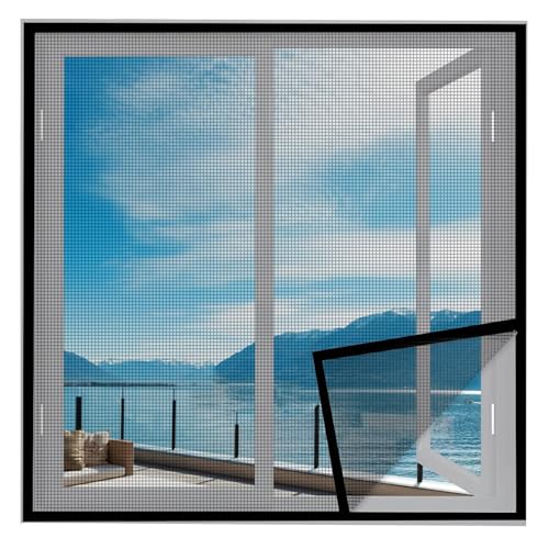 Fenstertüren Fensterfliegengitter 90x100cm Schwarz Fliegengitter Fenste Selbstklebendes Insektenschutz Fenster Netz für Balkontür von VOLLENC