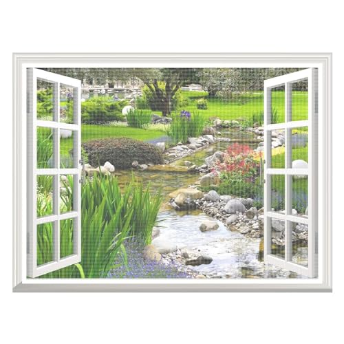 Fliegengitter Fenster, 50x100cm Insektenschutz Fenster ohne Bohren, Insektenschutz mit Starkem Klettband, Weiß von VOLLENC