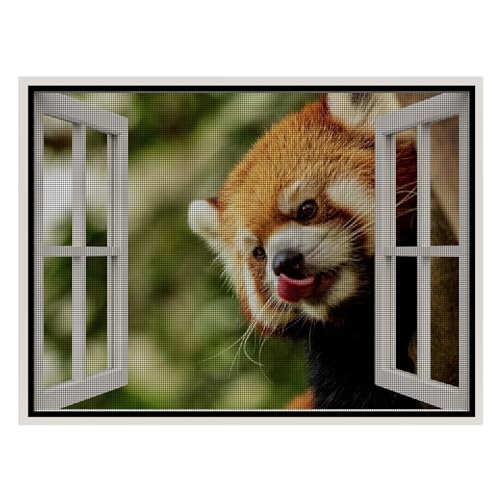 Fliegengitter Fenster, 90x195cm Insektenschutz Fenster mit Starker Selbstklebender Klettband, Einfache Montage ohne Bohren, Schwarz von VOLLENC