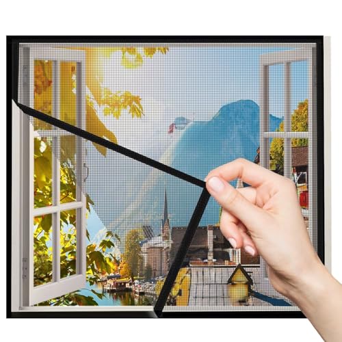 Fliegengitter Rollo 55x190cm Schwarz Fliegengitter Mit Starker Selbstklebender Klettband FüR Wohnzimmer- Und KüChenfenster von VOLLENC