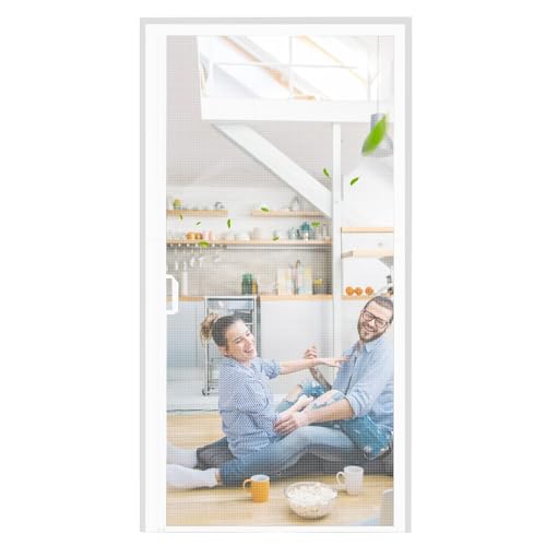 Fliegengitter Tür Magnetisch Balkontür, Weiß 80x225cm Insektenschutz Fliegengitter Fenster Frei Magnetisch für Balkontür Terrassentür Wohnzimmer Fliegengitter Tür Magnetisch Balkontür, Weiß 80x225cm Insektenschutz Fliegengitter Fenster Frei Magnetisch für Balkontür Terrassentür Wohnzimmer von VOLLENC