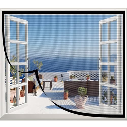 Fliegengitter für Dachfenster, Ohne Bohren Fliegennetz Fenster,40x100cm Schwarz-A von VOLLENC