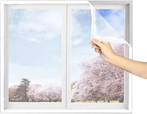 Fliegengitter für Fenster, 90x125cm Fenster Insektenschutz mit Klettband Selbstklebend Mückenschutz ohne Bohren von VOLLENC