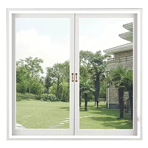 Fliegengitter für Fenster,110x150cm(43.3x59in) DIY Fenster Mesh Invisible Window Curtain Polyester Fiber Encryption Anti-Pull Easy to Cut Tape, Multiple sizes weiß-A von VOLLENC