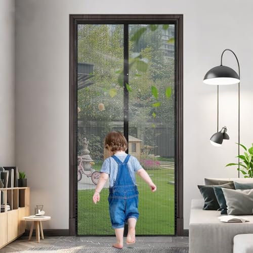 Fliegenschutz Vorhang Terrassentür 80x230cm Schwarz Doppeltür Schiebetür Terrassentür Moskitonetz Selbstklebendes Insektenschutz Fenster Netz Geeignet Innen- und Außenbereich von VOLLENC