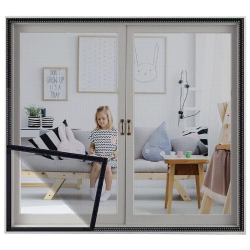 Fliegenschutzgitter für Fenster, Schwarz 115x120cm, ohne Bohren oder Schrauben, slim Fliegengitter Fliegenschutz Insektenschutz Moskitonetz Fliegenschutzgitter für Fenster, Schwarz 115x120cm, ohne Bohren oder Schrauben, slim Fliegengitter Fliegenschutz Insektenschutz Moskitonetz von VOLLENC