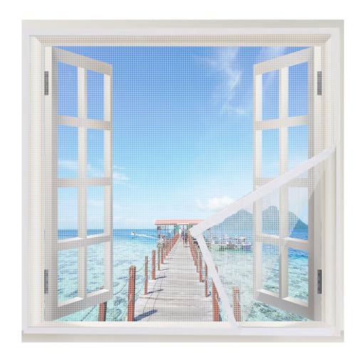 Insektenschutz Fenster Mit Rahmen 95x110cm Insektenschutz Fenster mit Klettband, Fliegengitter für Fenster, Weiß Insektenschutz Fenster Mit Rahmen 95x110cm Insektenschutz Fenster mit Klettband, Fliegengitter für Fenster, Weiß von VOLLENC