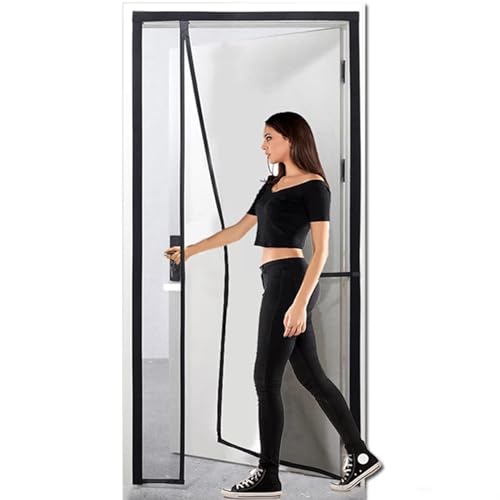 Moskitonetz Magnetischer Faltfenster Vorhang Magnetischer Anti-Mücken Vorhang für Haus Schlafzimmer Türen - 145x225 cm - Schließt von selbst,Schwarz von VOLLENC
