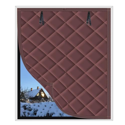 Windows Winterizing Kit, Oxford Cloth Cotton Layer Thermal Window Cover zu halten Wärme, Fenster-Isolierung für Winter halten kalte Luft aus Fenster(65x110cm,braun) von VOLLENC