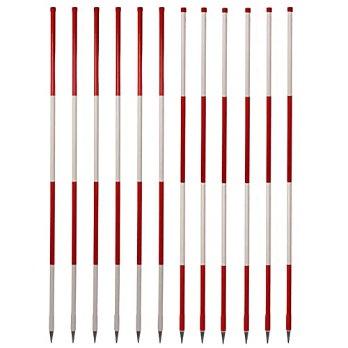 VOLMER VERMESSUNGSGERÄTE- & AKKU-SERVICE - Stahlrohr-Fluchtstäbe - Bau-Qualität - 2.00 m (12 Stück) - Stahlspitze rund - rot/weiß und weiß/rot von VOLMER VERMESSUNGSGERÄTE- & AKKU-SERVICE