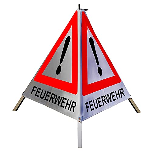 Warnpyramide/Faltsignal Achtung(VZ101) "FEUERWEHR" 70cm - retro-reflektierend, schwer von VOLMER VERMESSUNGSGERÄTE- & AKKU-SERVICE