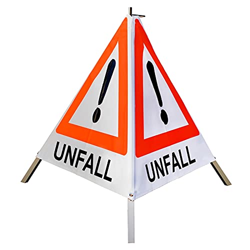 Warnpyramide/Faltsignal Achtung(VZ101) "UNFALL" 70cm - weiß tagesleuchtend, leicht von VOLMER VERMESSUNGSGERÄTE- & AKKU-SERVICE