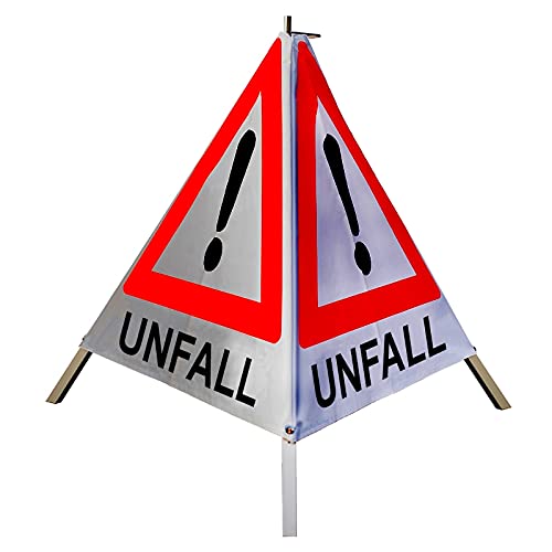 Warnpyramide/Faltsignal Achtung(VZ101) "UNFALL" 90cm - retro-reflektierend, schwer von VOLMER VERMESSUNGSGERÄTE- & AKKU-SERVICE