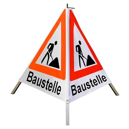 Warnpyramide/Faltsignal Schaufelmann(VZ123) "Baustelle" 70cm - weiß tagesl. - schwer von VOLMER VERMESSUNGSGERÄTE- & AKKU-SERVICE