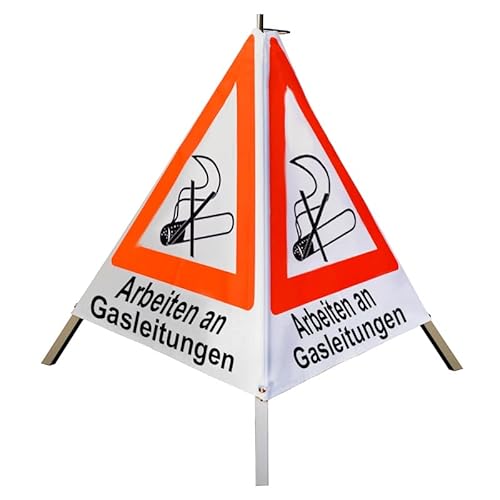 Warnpyramide 70 cm, Arbeiten an Gasleitungen (NZ01 Zigarette) - tagesl. weiß, leicht von VOLMER VERMESSUNGSGERÄTE- & AKKU-SERVICE