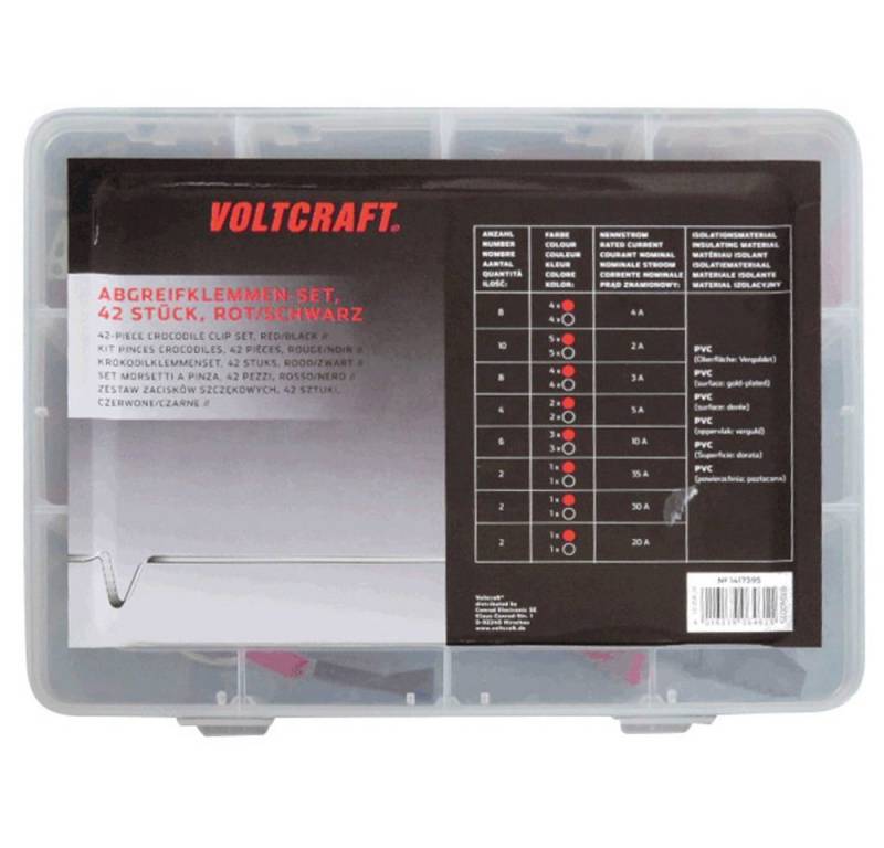 VOLTCRAFT Krokodilklemme VOLTCRAFT 1417395 Krokodilklemmen-Set Schwarz, Rot Länge: 230 mm 42 S, 1417395 von VOLTCRAFT