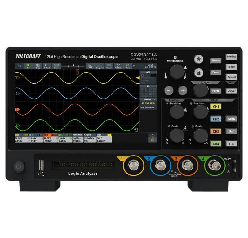 VOLTCRAFT Multimeter 250 MHz 4-Kanal 12 Bit VC-16753960, Digital-Speicher (DSO), Funktionsgenerator, Logic-Analyser von VOLTCRAFT