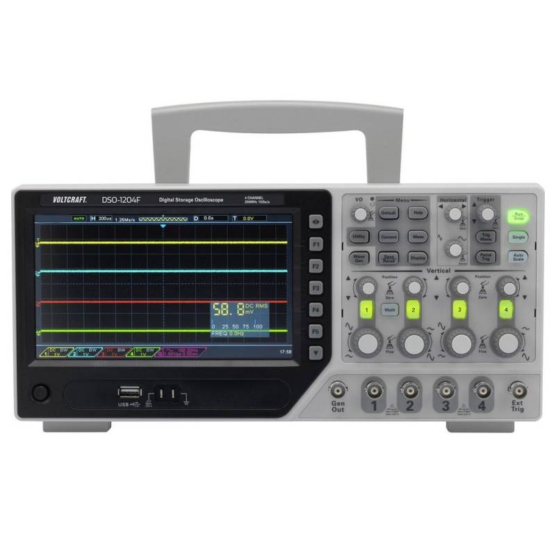 VOLTCRAFT Spannungsprüfer VOLTCRAFT DSO-1204F Digital-Oszilloskop 200 MHz 4-Kanal 1 GSa/s 64 kp, (DSO-1204F) von VOLTCRAFT