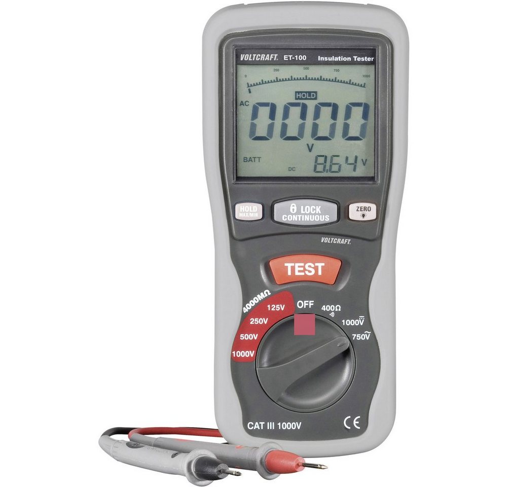 VOLTCRAFT Spannungsprüfer VOLTCRAFT ET-100 Isolationsmessgerät 125 V, 250 V, 500 V, 1000 V 400 VOLTCRAFT Spannungsprüfer VOLTCRAFT ET-100 Isolationsmessgerät 125 V, 250 V, 500 V, 1000 V 400 von VOLTCRAFT