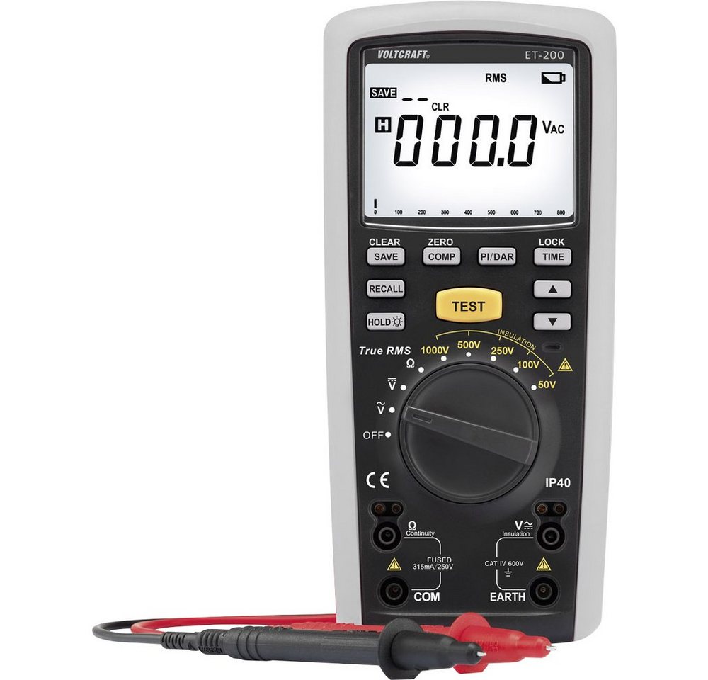 VOLTCRAFT Spannungsprüfer VOLTCRAFT ET-200 Isolationsmessgerät 50 V, 100 V, 250 V, 500 V, 1000 von VOLTCRAFT