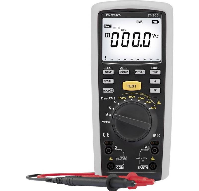 VOLTCRAFT Spannungsprüfer VOLTCRAFT ET-200 Isolationsmessgerät 50 V, 100 V, 250 V, 500 V, 1000 von VOLTCRAFT