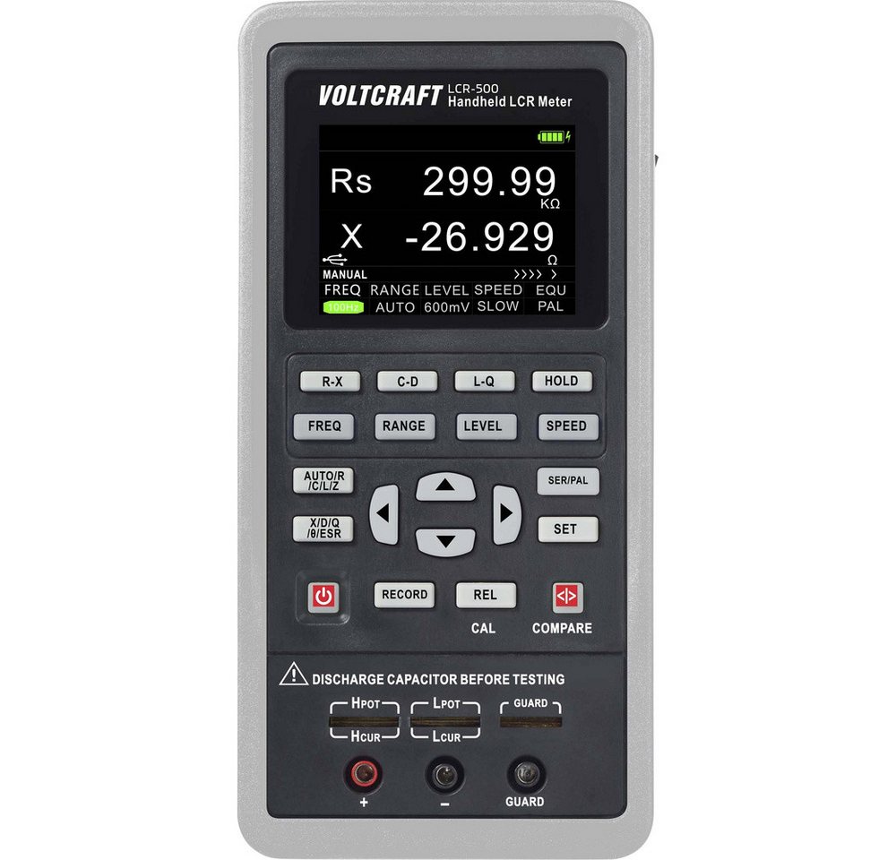 VOLTCRAFT Spannungsprüfer VOLTCRAFT LCR-500 LCR Messbrücke digital Datenlogger CAT I Anzeige (C, (LCR-500) von VOLTCRAFT