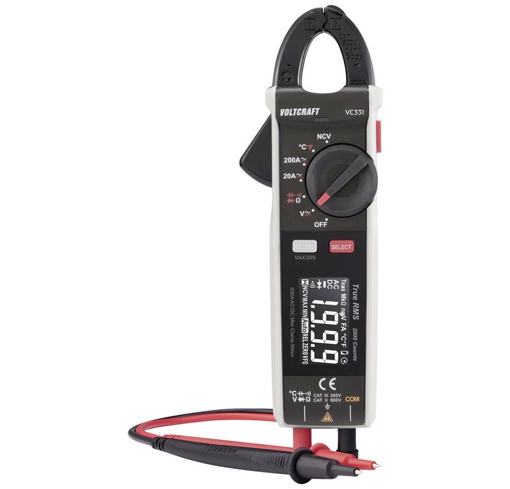 VOLTCRAFT Spannungsprüfer VOLTCRAFT VC-331 SE Stromzange CAT II 600 V, CAT III 300 V Anzeige, (VC-331 SE) von VOLTCRAFT