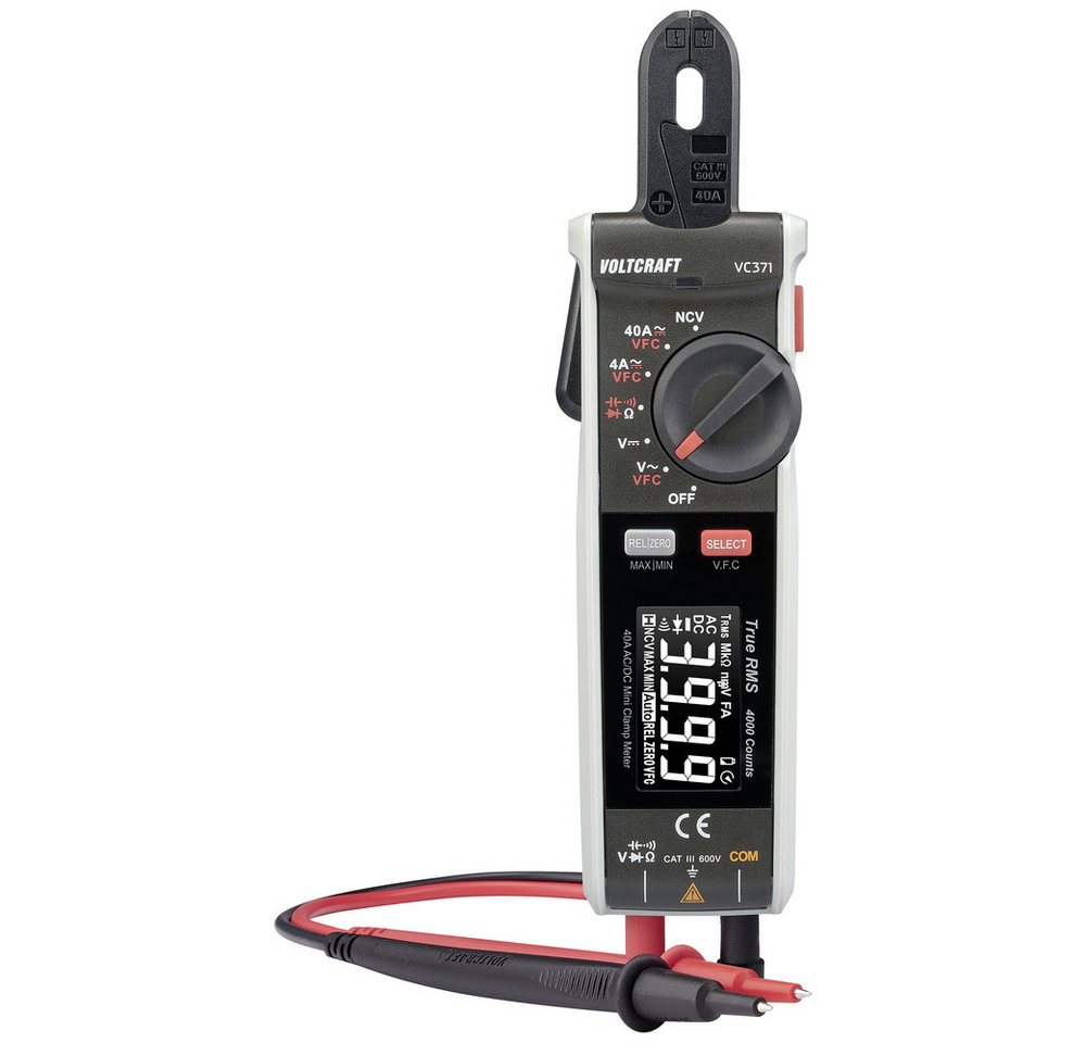 VOLTCRAFT Spannungsprüfer VOLTCRAFT VC-371 Stromzange digital CAT III 600 V Anzeige (Counts):, (VC-371) von VOLTCRAFT