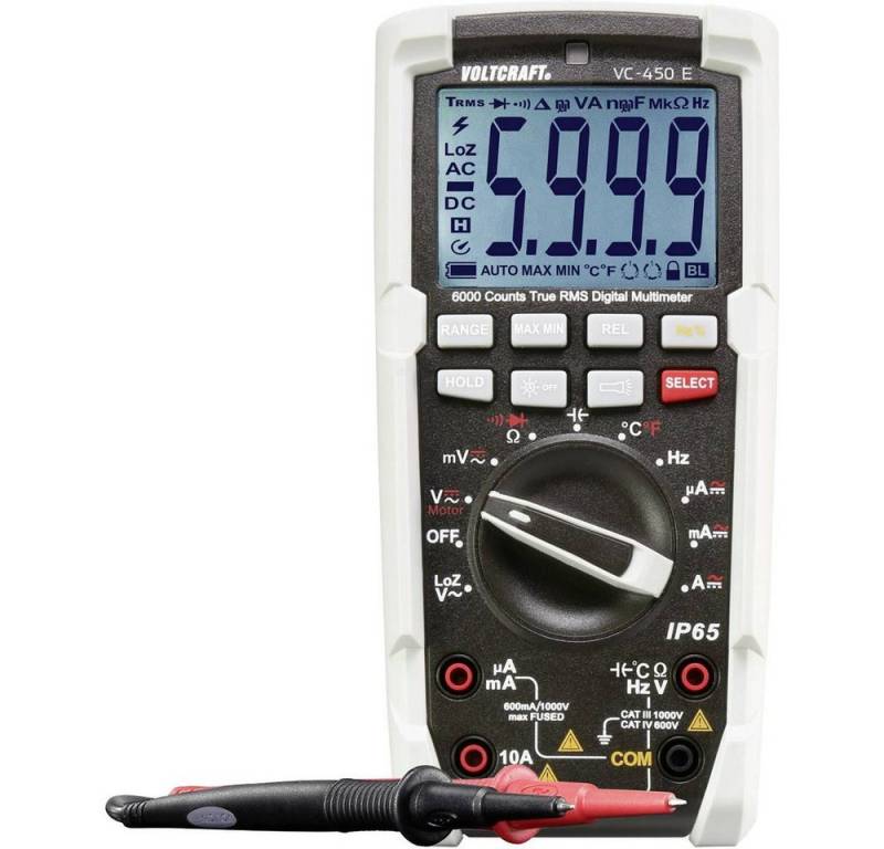 VOLTCRAFT Spannungsprüfer VOLTCRAFT VC-450 E Hand-Multimeter kalibriert (ISO) digital Strahlwass, (VC-450 E) von VOLTCRAFT