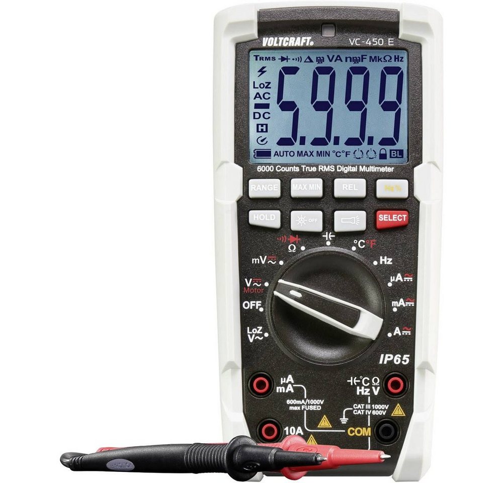 VOLTCRAFT Spannungsprüfer VOLTCRAFT VC-450 E Hand-Multimeter kalibriert (ISO) digital Strahlwass, (VC-450 E) von VOLTCRAFT