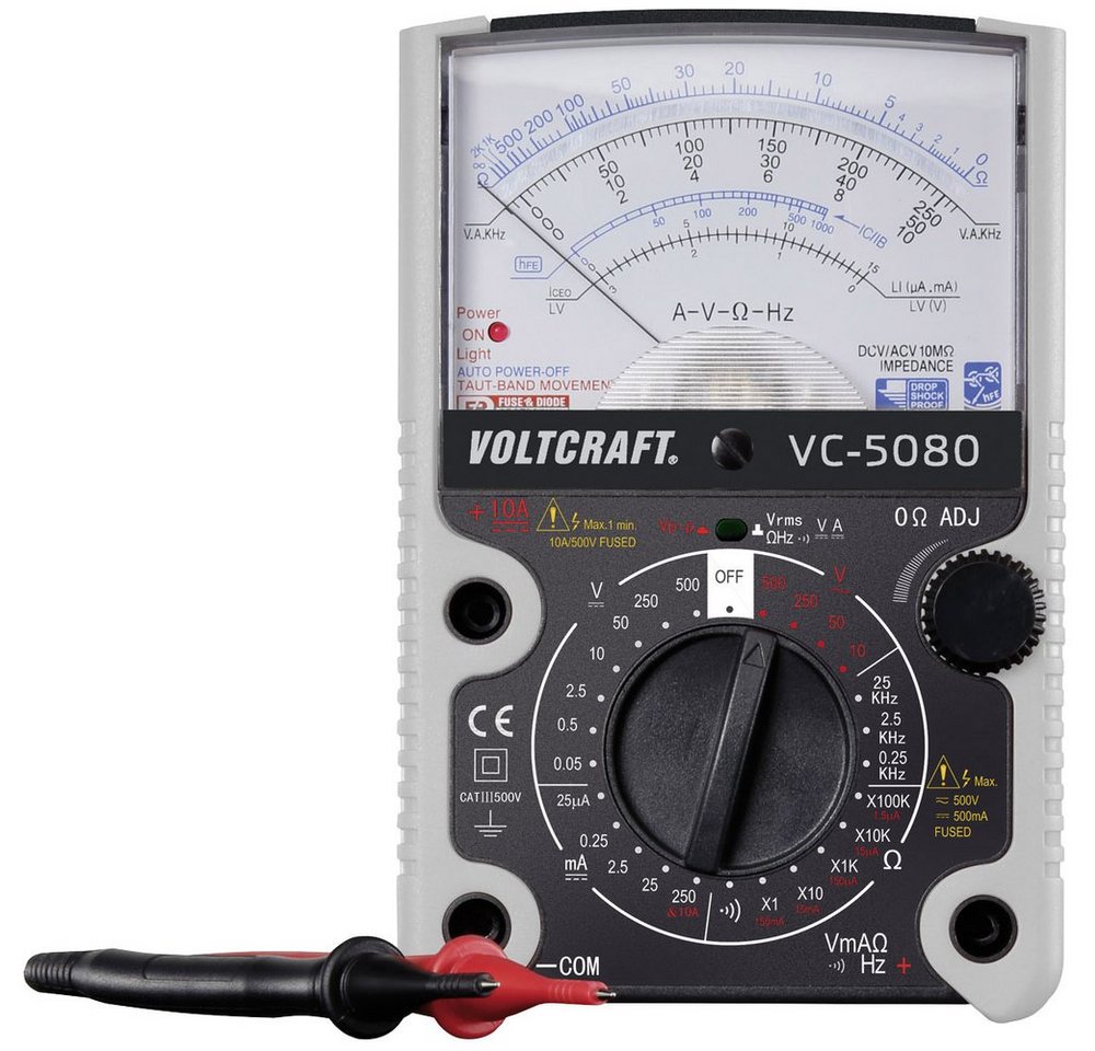 VOLTCRAFT Spannungsprüfer VOLTCRAFT VC-5080 Hand-Multimeter analog CAT III 500 V, (VC-5080) von VOLTCRAFT