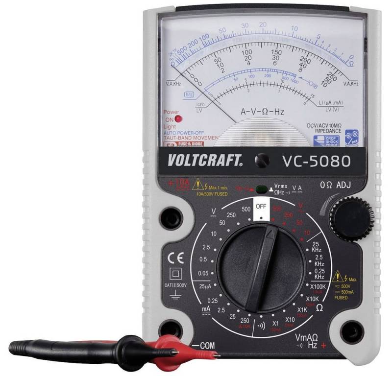 VOLTCRAFT Spannungsprüfer VOLTCRAFT VC-5080 Hand-Multimeter analog CAT III 500 V, (VC-5080) von VOLTCRAFT