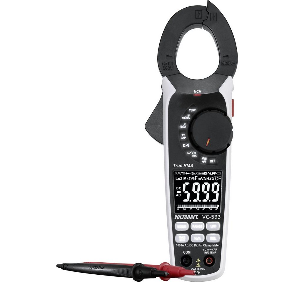 VOLTCRAFT Spannungsprüfer VOLTCRAFT VC-533 Stromzange digital CAT III 600 V Anzeige (Counts):, (VC-533) von VOLTCRAFT