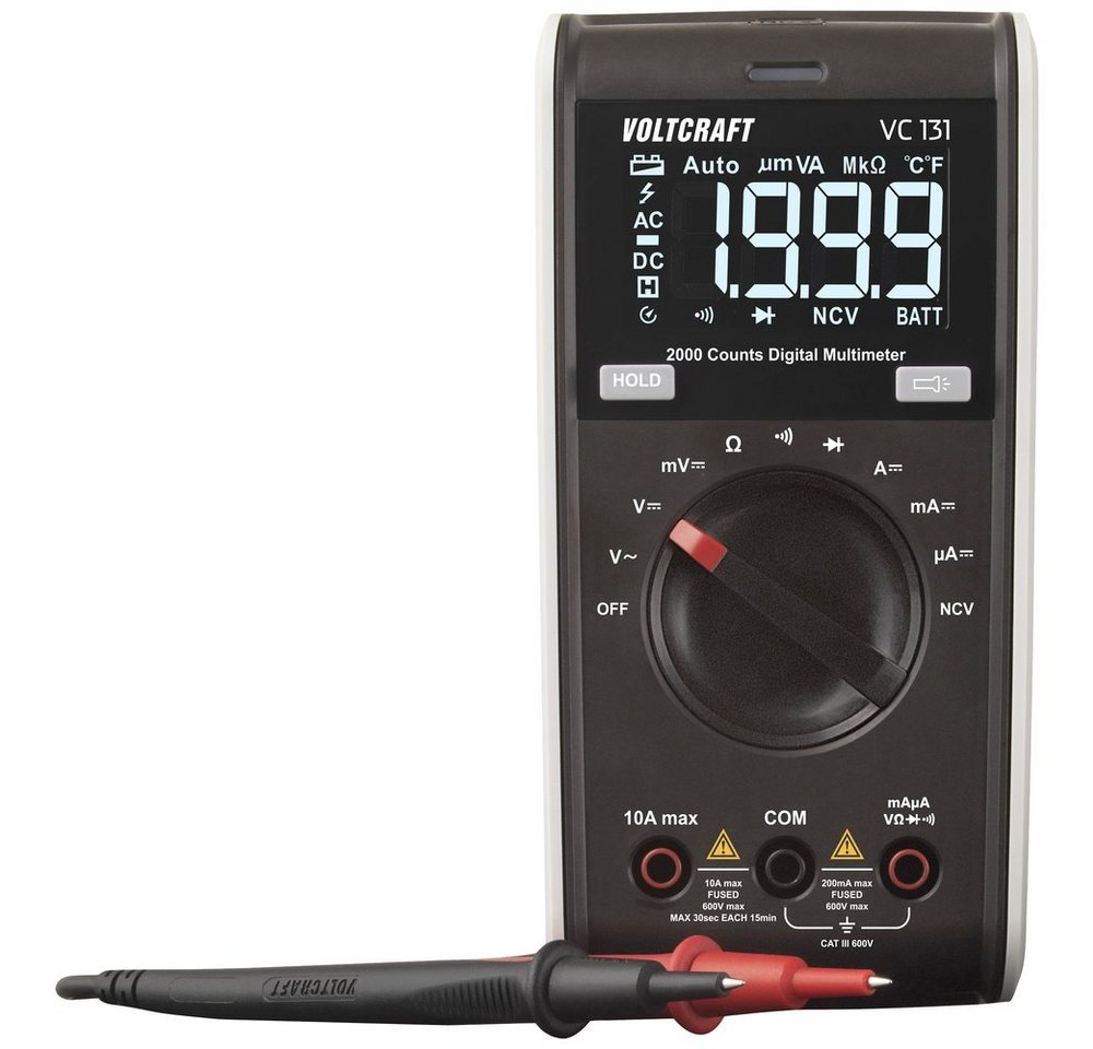 VOLTCRAFT Spannungsprüfer VOLTCRAFT VC131 Hand-Multimeter digital CAT III 600 V Anzeige (Count, (VC131) von VOLTCRAFT