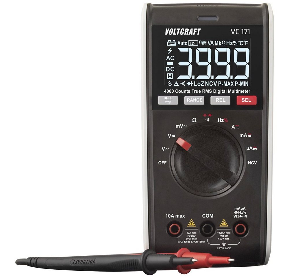VOLTCRAFT Spannungsprüfer VOLTCRAFT VC171 Hand-Multimeter digital CAT III 600 V Anzeige (Count, (VC171) von VOLTCRAFT