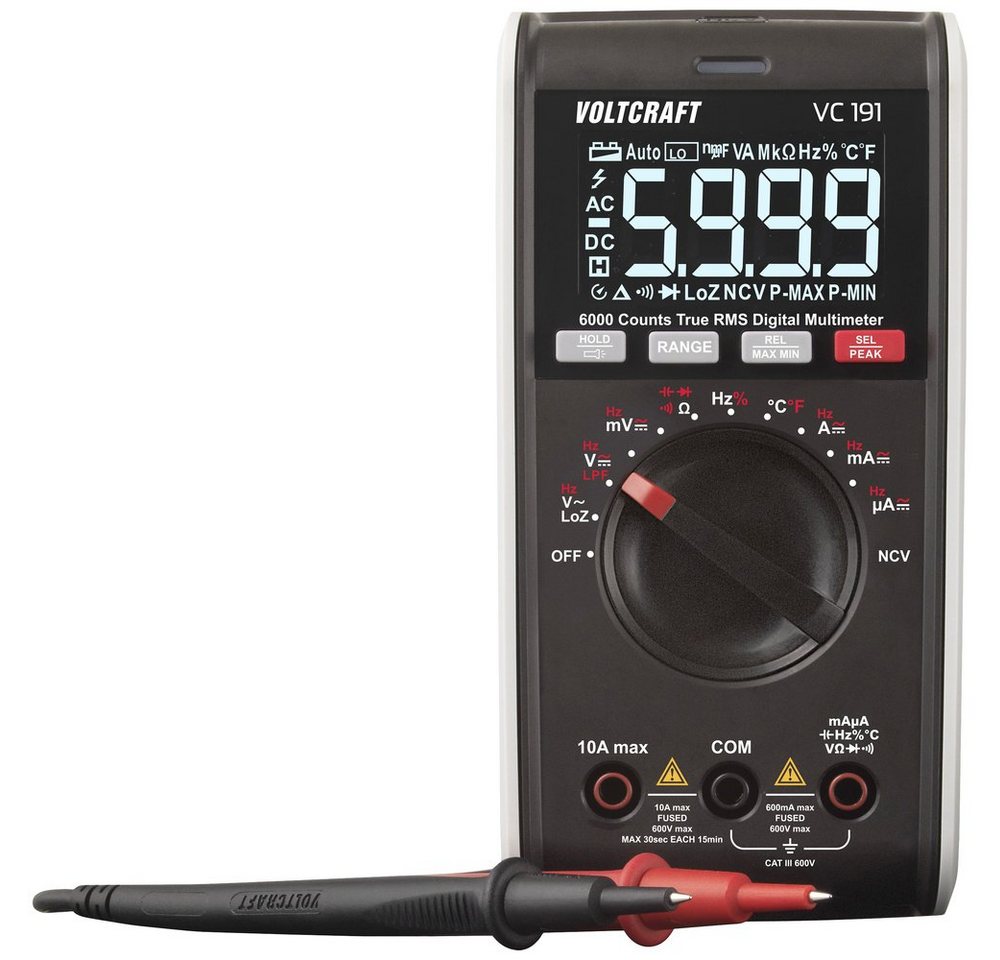 VOLTCRAFT Spannungsprüfer VOLTCRAFT VC191 Hand-Multimeter digital CAT III 600 V Anzeige (Count, (VC191) von VOLTCRAFT