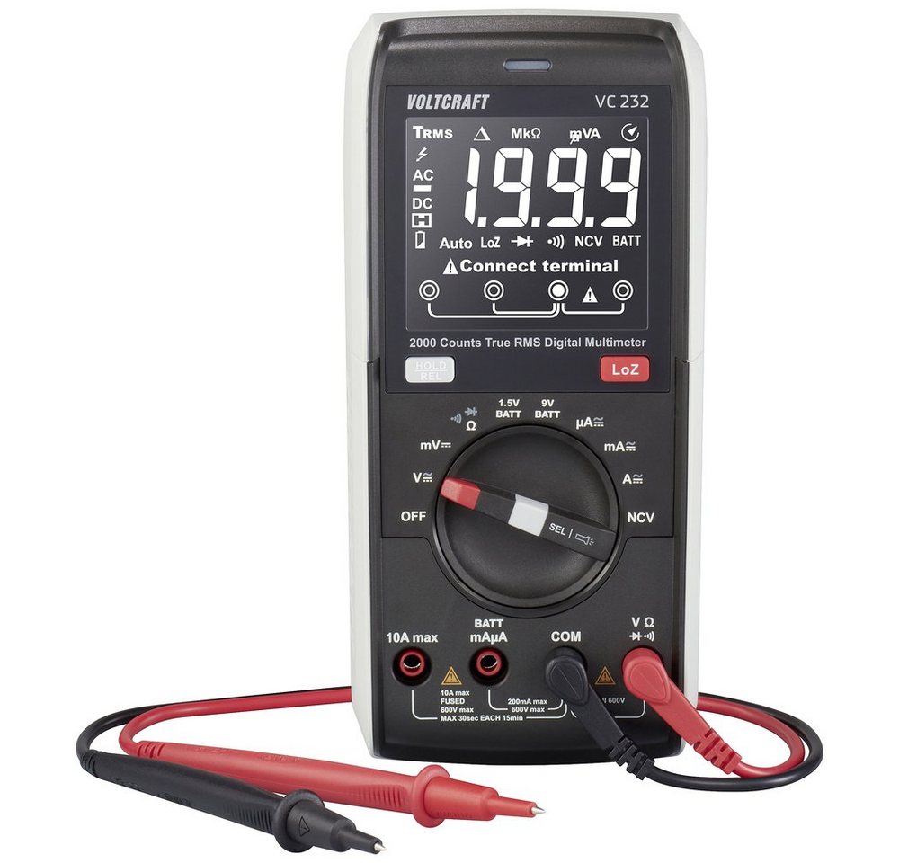 VOLTCRAFT Spannungsprüfer VOLTCRAFT VC232 Hand-Multimeter kalibriert (ISO) digital CAT III 600, (VC232) von VOLTCRAFT