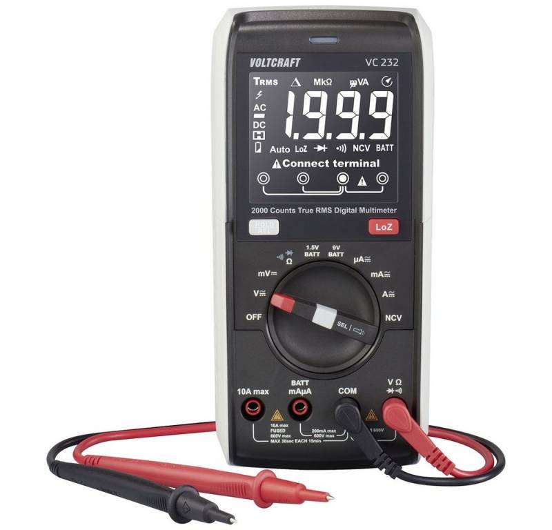 VOLTCRAFT Spannungsprüfer VOLTCRAFT VC232 Hand-Multimeter kalibriert (ISO) digital CAT III 600, (VC232) von VOLTCRAFT