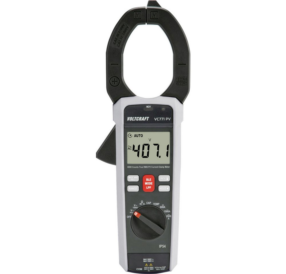 VOLTCRAFT Spannungsprüfer VOLTCRAFT VC771 PV STROMZANGE 2000 A (DC), 1500 A (AC) digital CAT II, (VOLTCRAFT VC771 PV STROMZANGE) von VOLTCRAFT